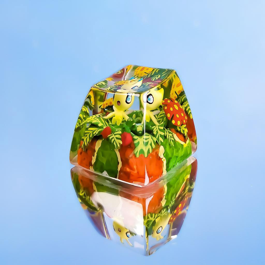 Nút bàn phím Pokemon, nút bàn phím Celebi, Bàn phím nhân vật hoạt hình -Celebi keycap, POKÉMON Artisan Keycap