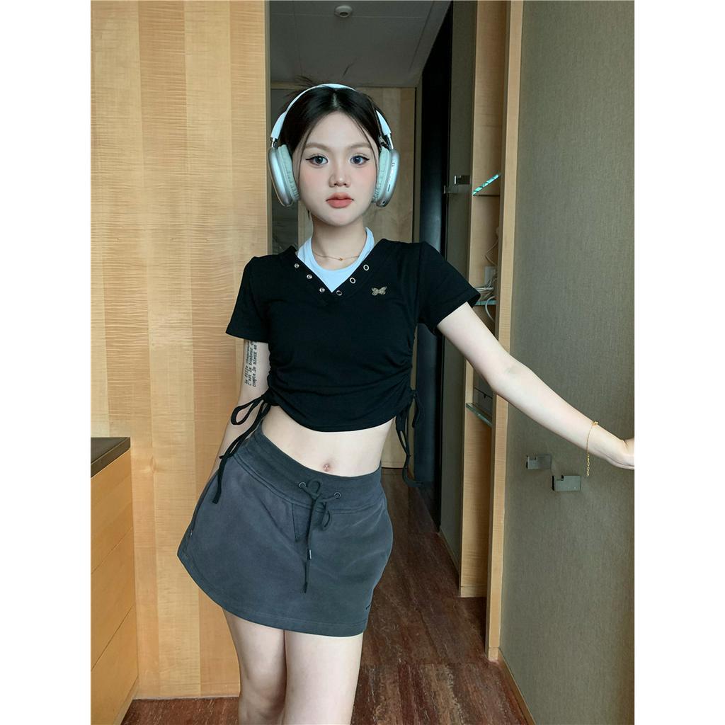 「 WELOVE1 」Áo Croptop Tay Ngắn Dáng Ôm Thời Trang Mùa Hè Quyến Rũ Cho Nữ