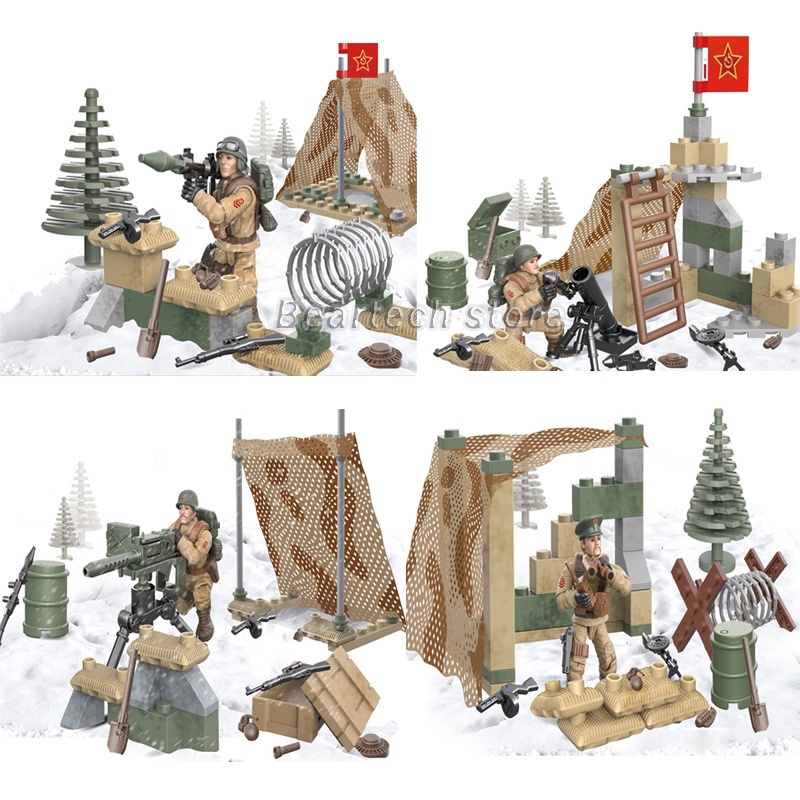 Bộ Đồ Chơi Lắp Ráp Lego Quân Đội Hiện Đại 4 Trong 1 Ww2