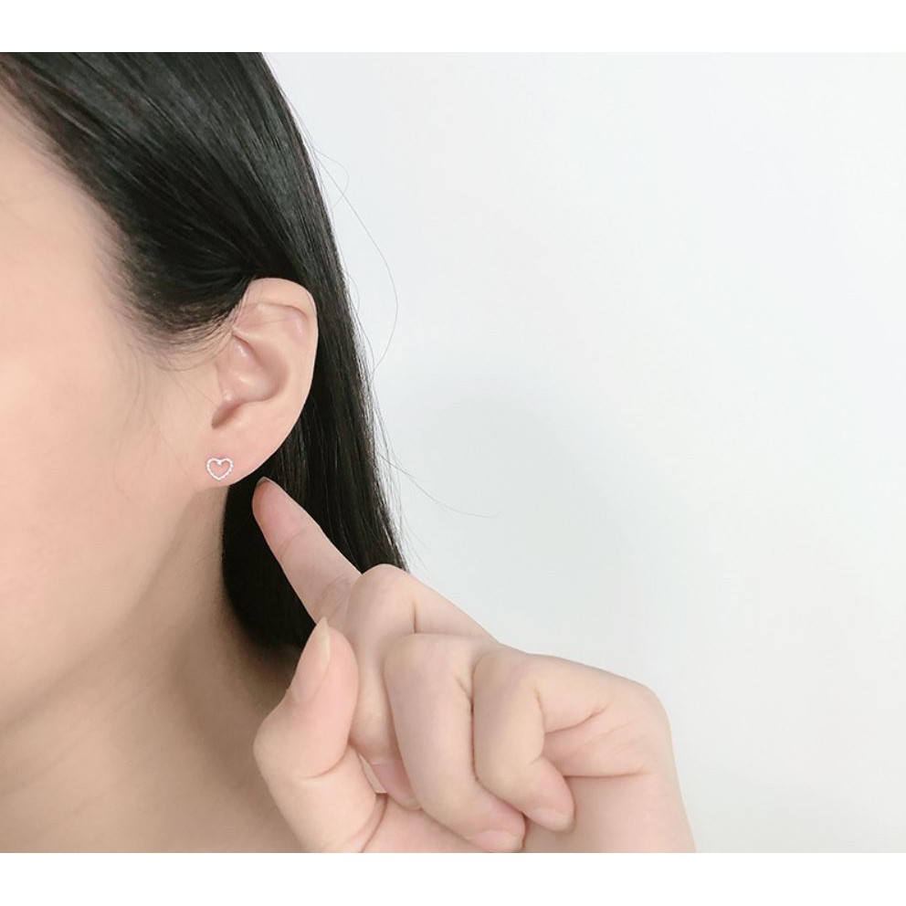 Bông tai EBI Trái tim mạ Bạc 925