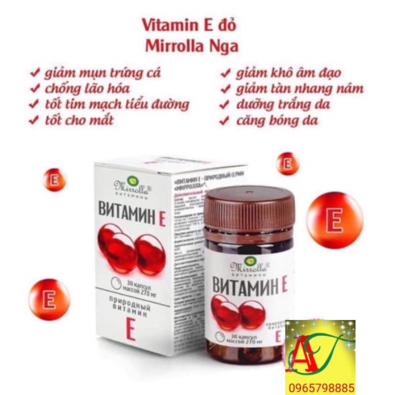 Viên uống trắng da ❤️CHÍNH HÃNG👍 Vitamin e đỏ Nga 270mg ❤️chống lão hóa, khỏe tóc, bổ sung vtm E, làm mịn da