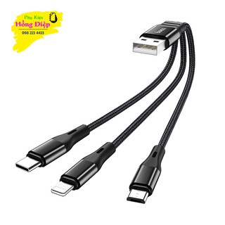Cáp Sạc Ngắn 25cm 3 Đầu Hoco X47