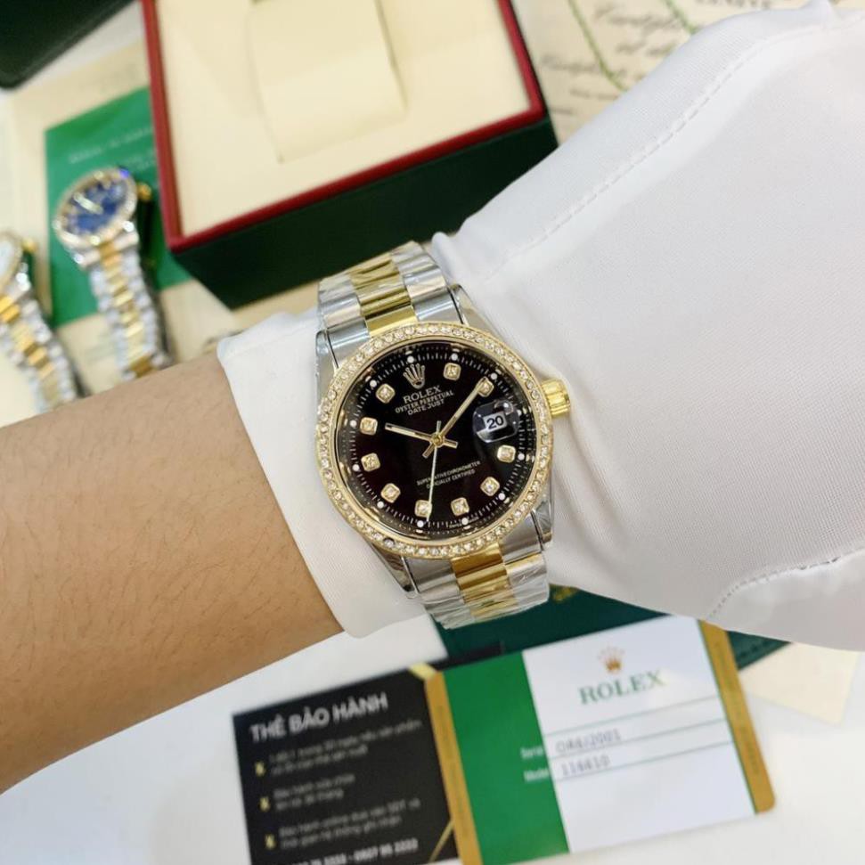 [Fullboxx 1:1] Đồng hồ nam Rolex - viền đá dây kim loại chống nước - DH501 ngochang108