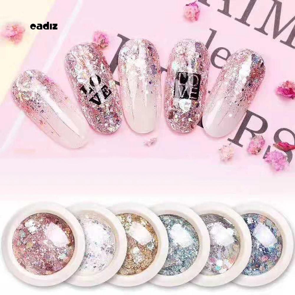 [Hàng mới về] Hộp kim tuyến nhiều màu xinh xắn lấp lánh trang trí móng tay tiện dụng