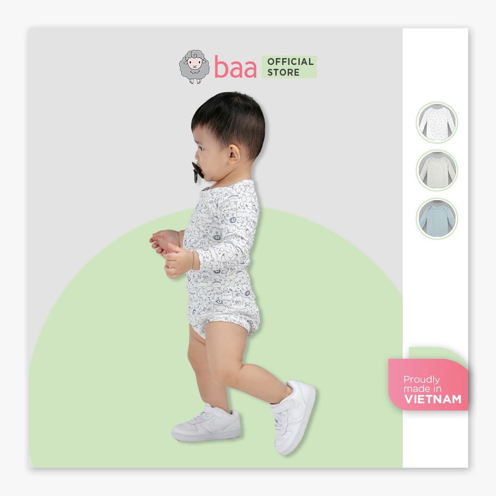 Bộ quần áo romper sơ sinh BAA BABY dài tay cho bé trai - BN-RP01D