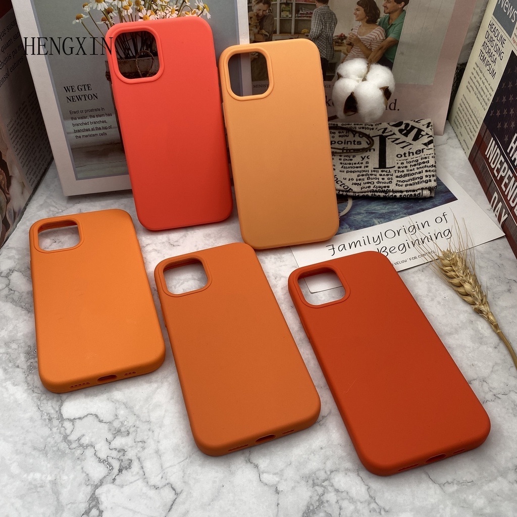 Orange series liquid silicone phone case suitable for iPhone7 8 SE2020 7P 8P XS XR XSMAX 11 PRO 12 PRO MAX All-inclusive drop protection case