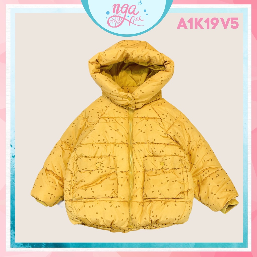 Áo khoác phao bông cừu cho bé trai bé gái Za.ra vàng tam giác nhí cá tính Nga Fish  A1K19V5
