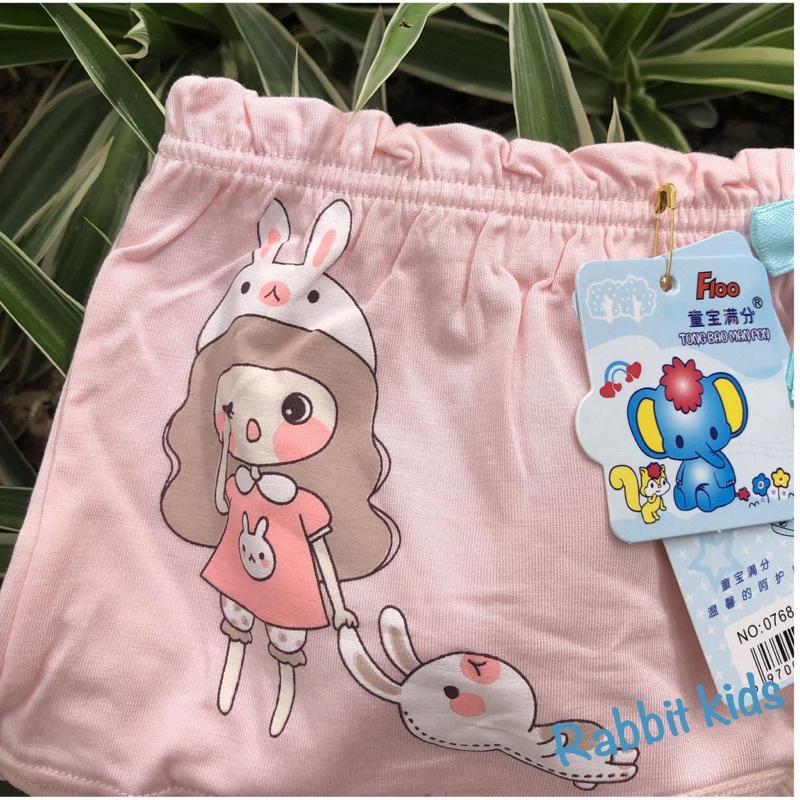 10 quần lót đùi bé gái nhiều hình vải cotton 100%.