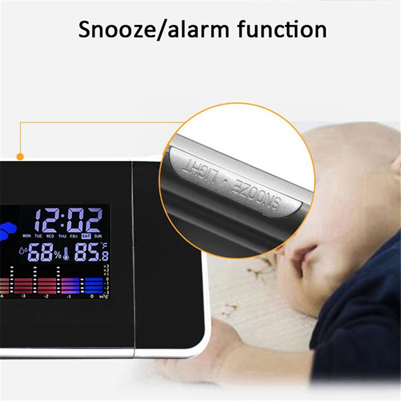 [baishangworshipwell♥]Projection Alarm Clock for Bedrooms with Weather Station, Digital Projection