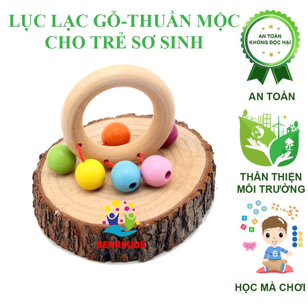 Đồ Chơi Sơ Sinh - SET 5 Bộ Đồ Chơi Lục Lạc Gỗ Sồi Cho Bé Luyện Khả Năng Cầm Nắm Và Cảm Thụ Âm Thanh