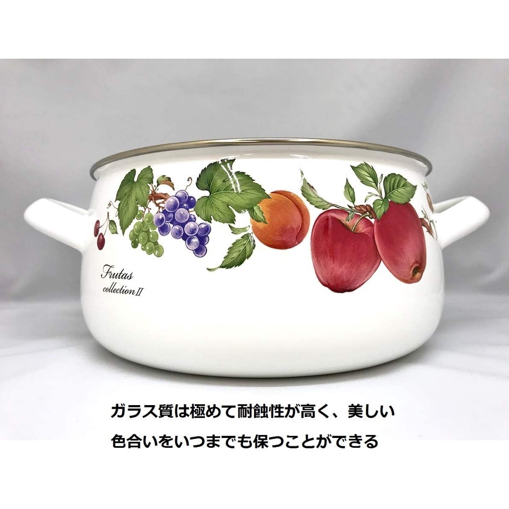 Nồi tráng men Nhật Bản FTC-18W có nắp, đường kính 19cm, dung tích 2,1L | Sa Maison x Fujihoro