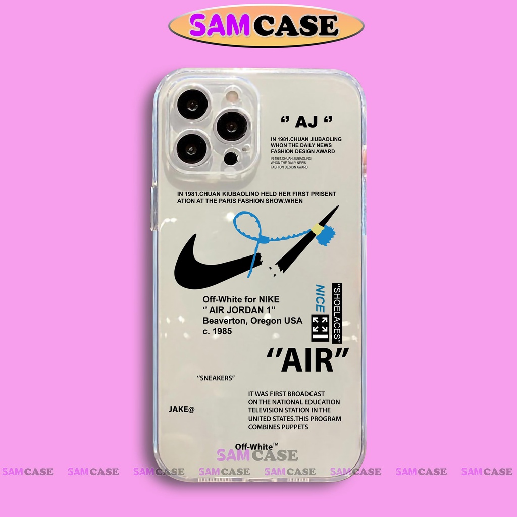 Ốp lưng iPhone Nike chống sốc cạnh viền vuông Silicon trong suốt cho iphone 6/6s/7/8/X/XS/11/12/13/14 Pro Plus Max