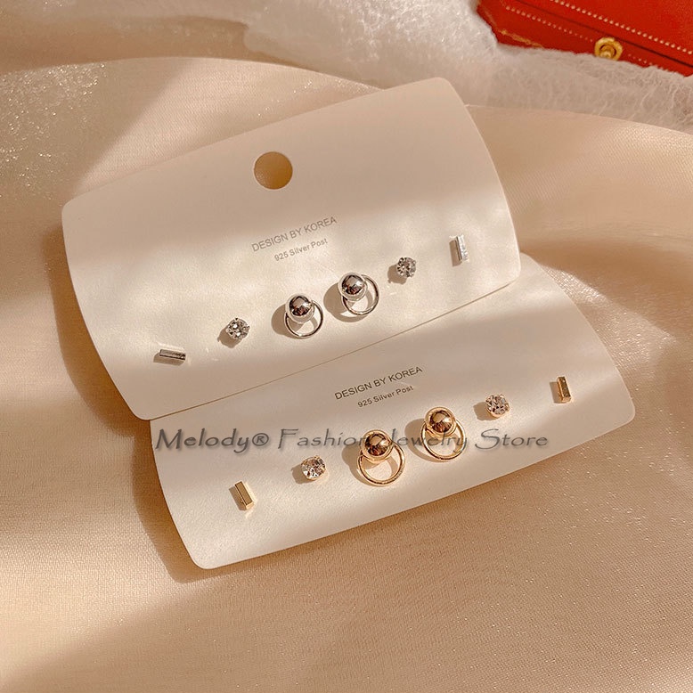 Khuyên Tai Bộ Set 6 Khuyên Tai Kim Loại Thời Trang Cho Nữ