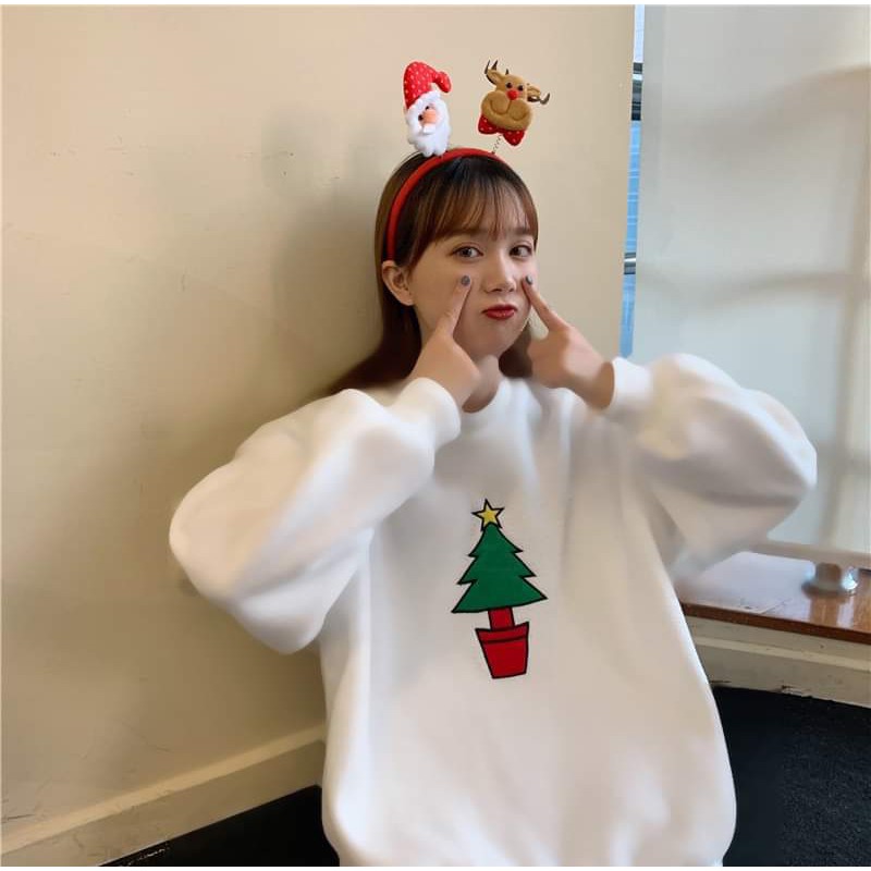 Áo Nỉ Nữ Dài Tay Họa Tiết Giáng Sinh Bông Tuyết, Tuần Lộc, Cây Thông - Áo Sweater Noel Xanh Đỏ Đen Trắng Mặc Đơn Đôi Nhó | BigBuy360 - bigbuy360.vn