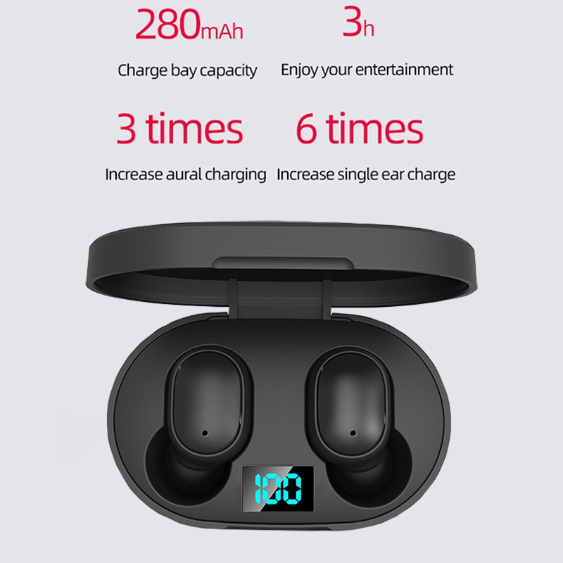 Tai Nghe Bluetooth 5.0 Nhét Trong TWS Không Dây Hai Kênh Điều Khiển Cảm Ứng Thông Minh Tích Hợp Mic Loại C Chống Ồn Có Đèn LED