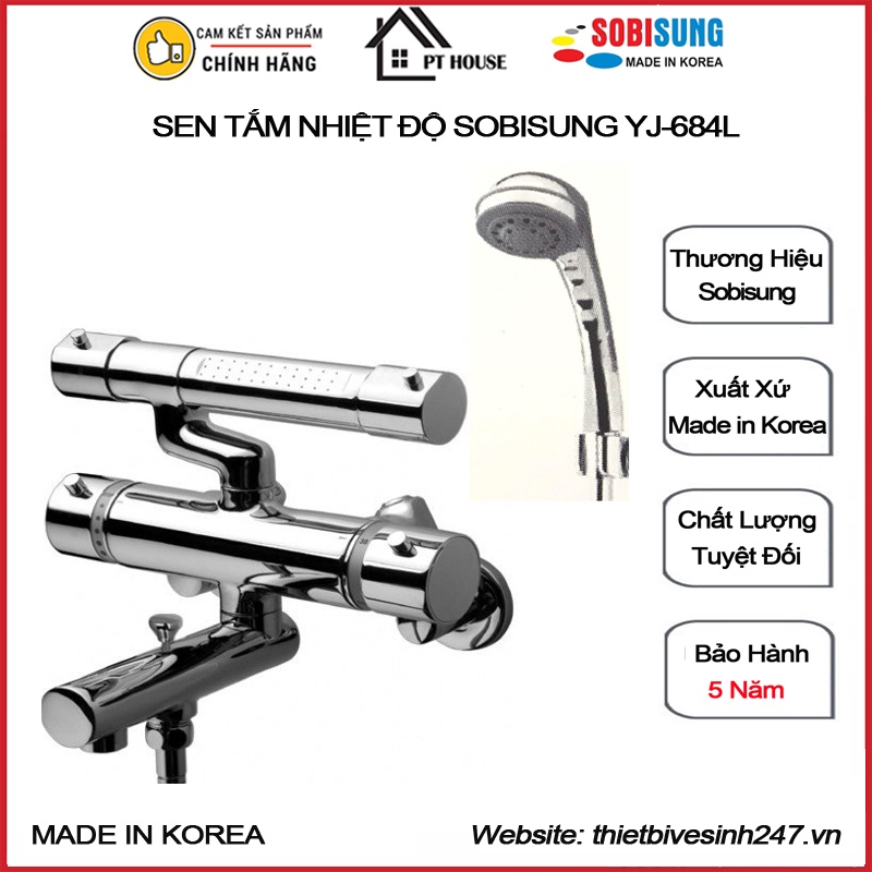 Sen tắm nhiệt độ nóng lạnh SOBISUNG YJ-684L nhập khẩu từ HÀN QUỐC (Sen vòi Hàn Quốc, sen tắm vòi hoa sen)