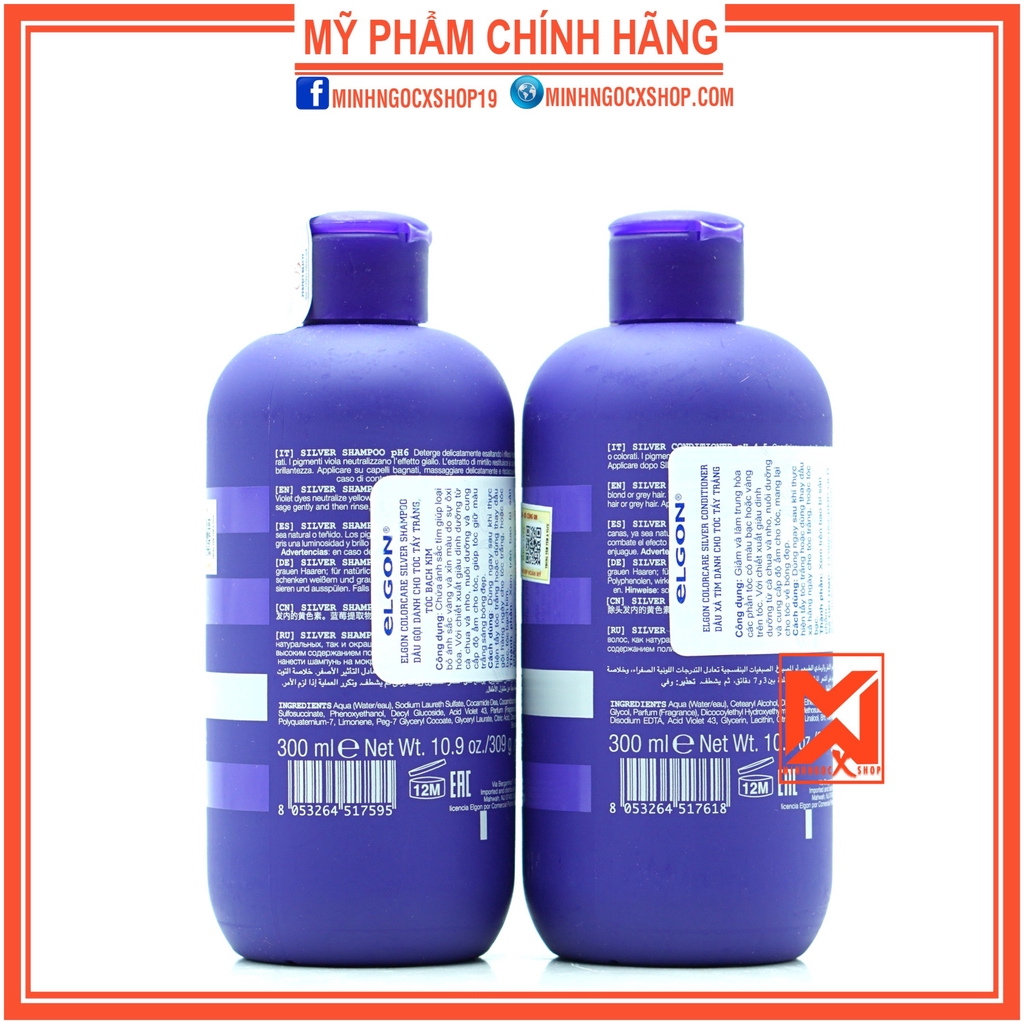 ELGON DẦU GỘI XẢ TÍM KHỬ VÀNG ELGON CHO TÓC TẨY TRẮNG BẠCH KIM 300ML CHÍNH HÃNG