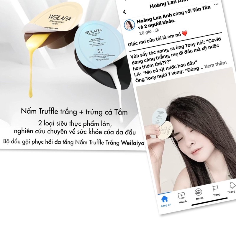 Dầu gội xả WEILAIYA NẤM TRUFFLE MINI 14g - phục hồi hư tổn, sạch gầu