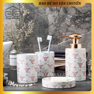 BỘ ĐỒ DÙNG NHÀ TẮM PINKY MOSAIC BẰNG SỨ