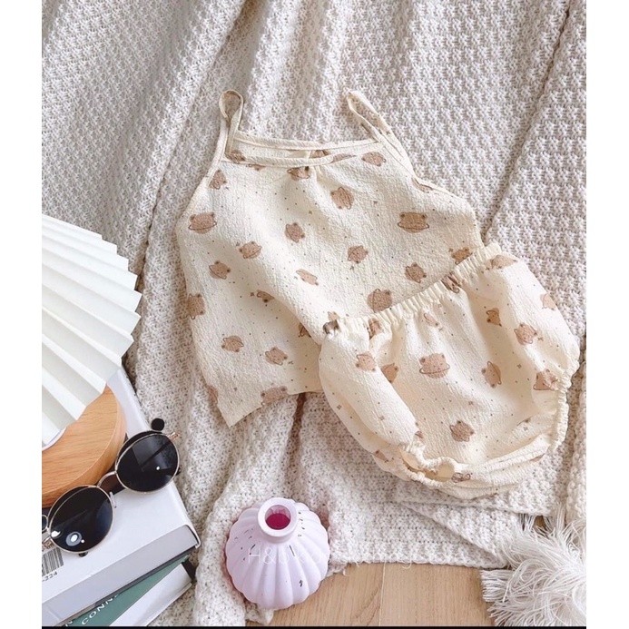 vải đũi xốp hình gấu, khủng long, mickey đáng yêu