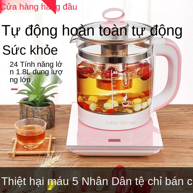 Obote health pot ấm gia đình mini đa chức năng, trà hoa thủy tinh dày tự động 1.8L