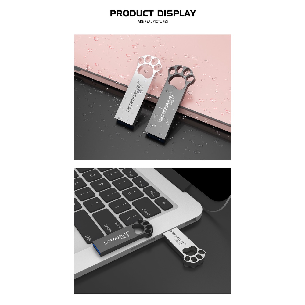 USB flash 3.0 1TB bằng kim loại chống thấm nước tốc độ cao hình chân mèo dễ thương