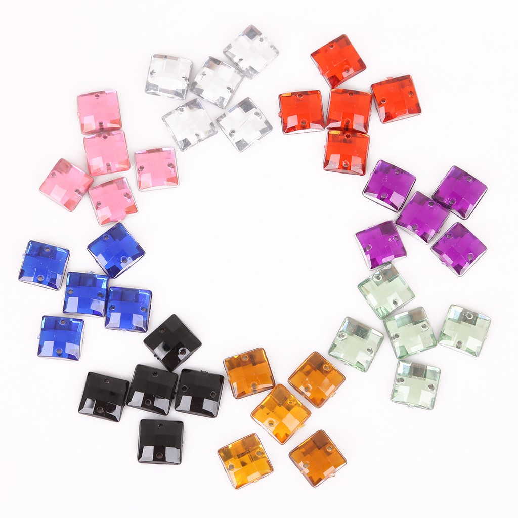 Set 100 Hạt Cườm Đá acrylic Hình Vuông 10x10mm Dùng Trang Trí Tiệc Cưới diy