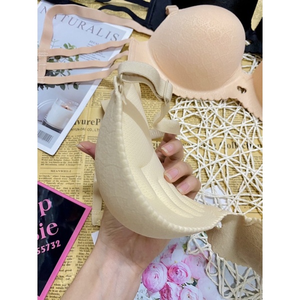 Áo ngực su non không gọng siêu dày 7cm ba dây lưng mẫu mới