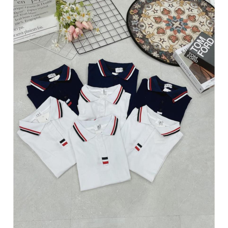 Áo phông Polo có cổ cho nữ 2 màu Trắng Than Mềm mịn túi zip Mẫu mới 2021 New 💝 👕 ea