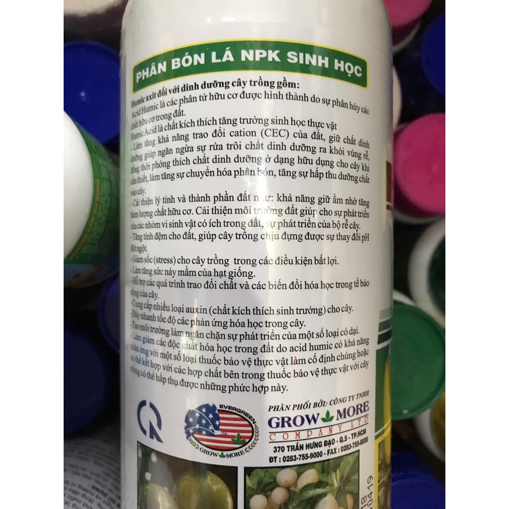 Giảm giá  GROWMORE HUMIC ACID 322 –1000ml PHÂN BÓN LÁ HỮU CƠ DÀNH CHO CÂY TRỒNG Nhãn vàng hoặc nhãn xanh rẻ đẹp