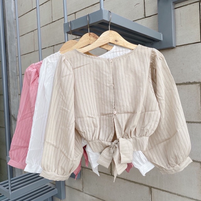 ÁO CROPTOP TAY PHỒNG THẮT NƠ LƯNG☀️ | BigBuy360 - bigbuy360.vn