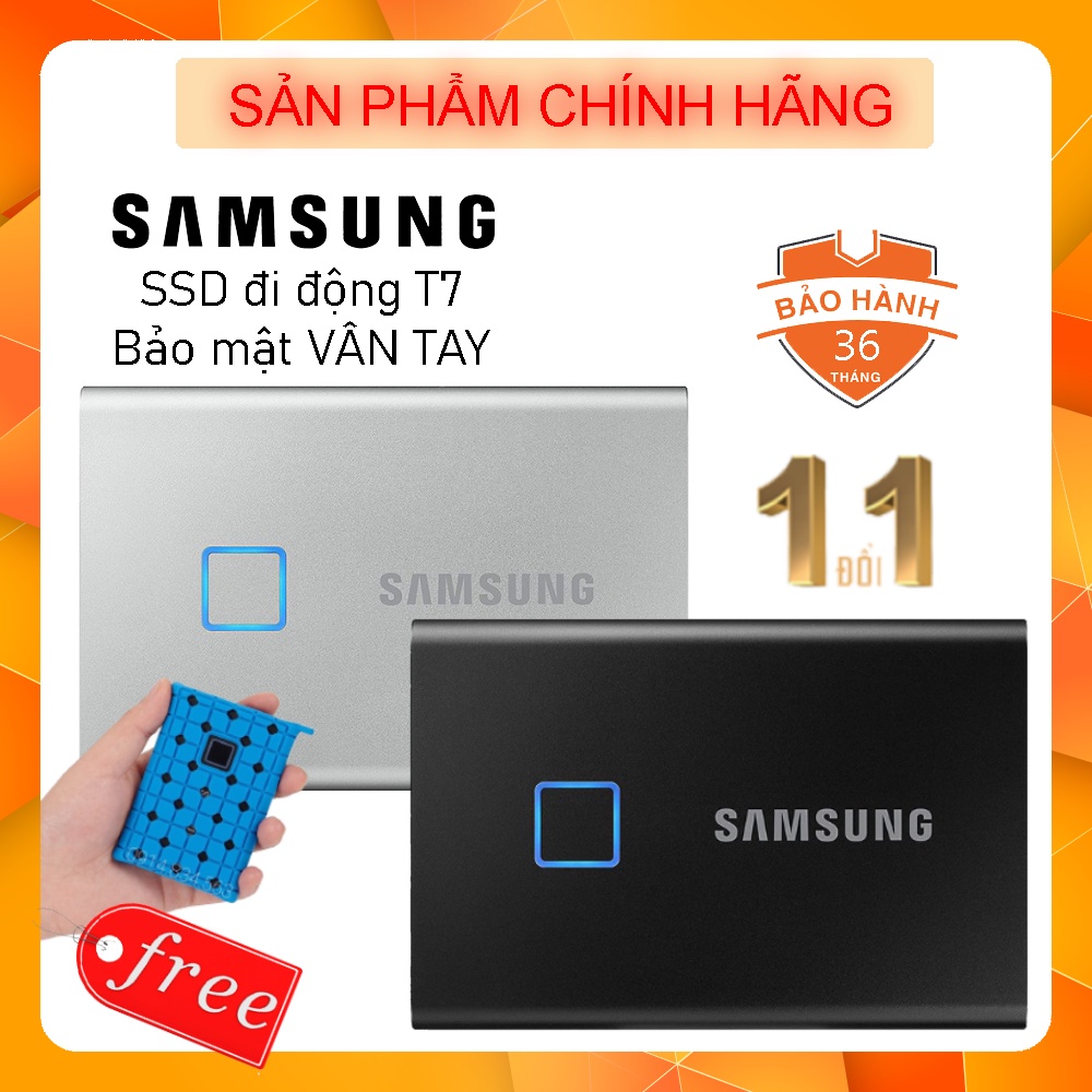 Ổ cứng di động SSD Samsung T7 TOUCH - Bảo mật vân tay - Tặng bao đựng - 500G 1TB 2TB
