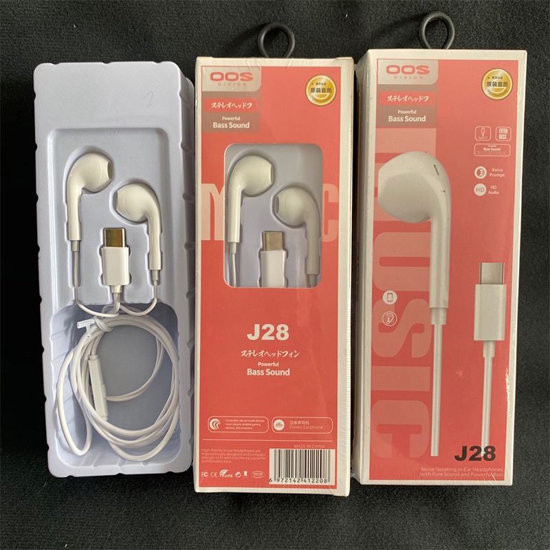 Tai nghe dây TYPE-C- J28, micro đàm thoại tiện lợi  Âm bass mạnh mẽ