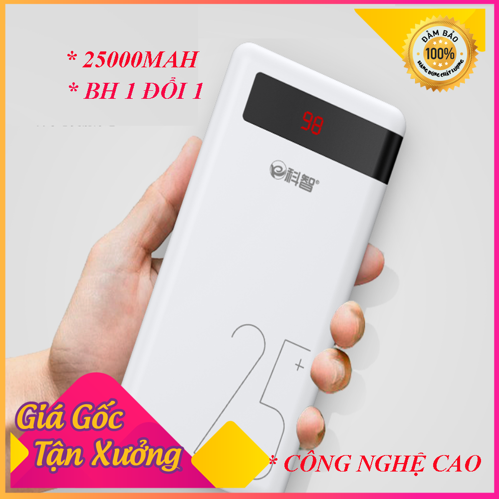 Sạc Dự Phòng Chính Hãng Kezhi 25000 mAh KZ251 Sạc Xả Thông Minh Led Hiển thị Dung Lượng Pin Hiệu Suất Cao