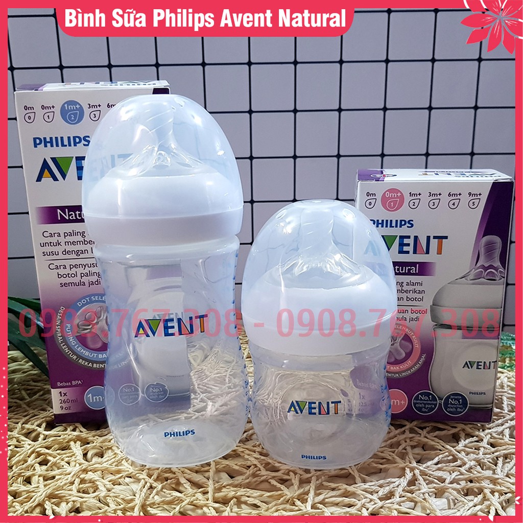 Bình Sữa Cho Bé Philips Avent Natural Cổ Rộng 125/260ml An Toàn, Chống Đầy Hơi