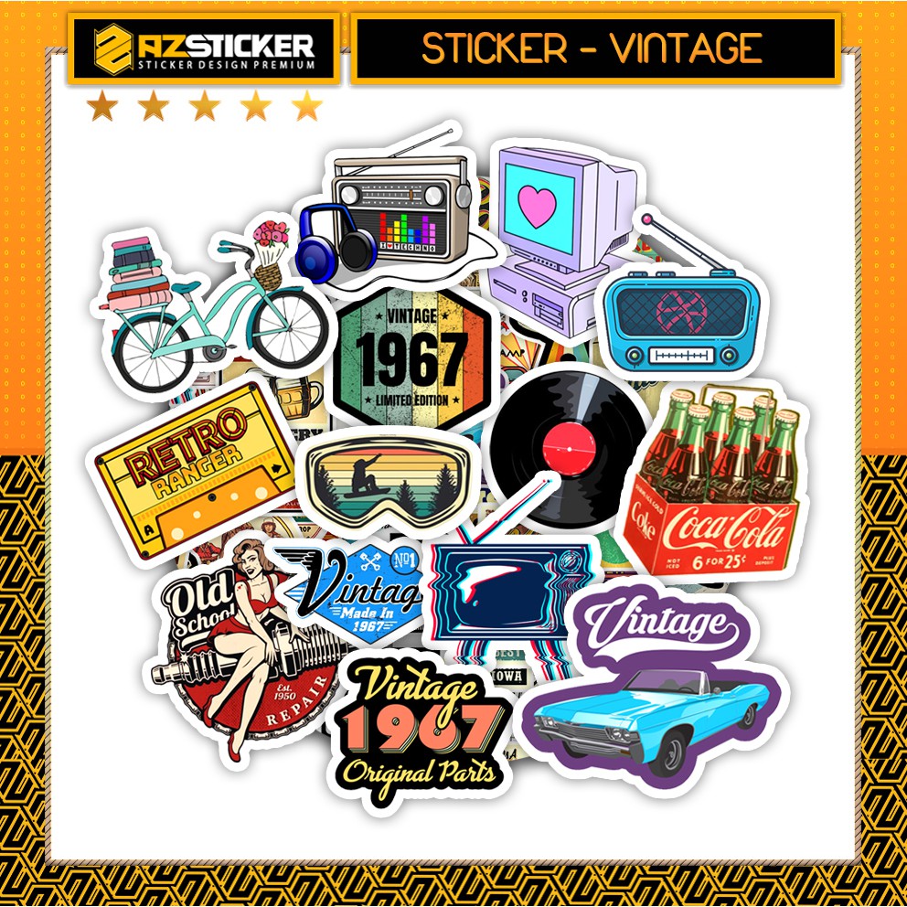 Sticker Vintage Dán Mũ Bảo Hiểm Chống Nước Azsticker - Nhãn Dán Decal Cắt Sẵn Từng Hình Dễ Dàng Sử Dụng