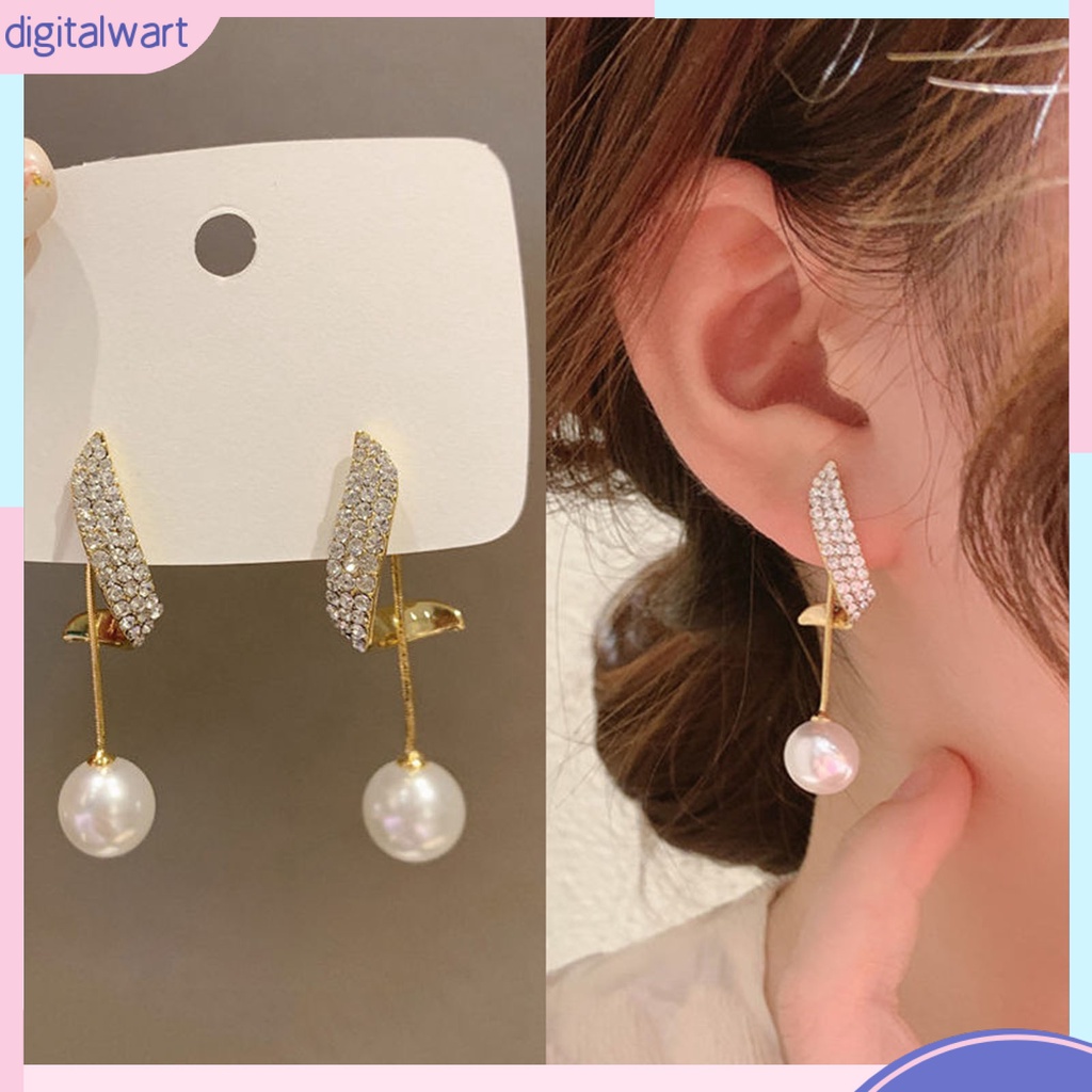 Đôi bông tai dáng rơi họa tiết hình học đính ngọc trai thời trang cho nữ
