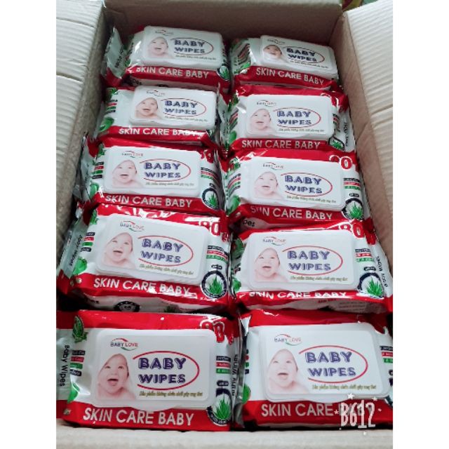 Khăn ướt baby wipes 80 tờ chính hãng BABYLOVE (có mùi)