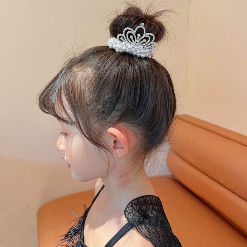 1 Dây Buộc Tóc Hình Vương Miện Công Chúa Đính Đá / Ngọc Trai / Hoa Xinh Xắn Cho Bé Gái