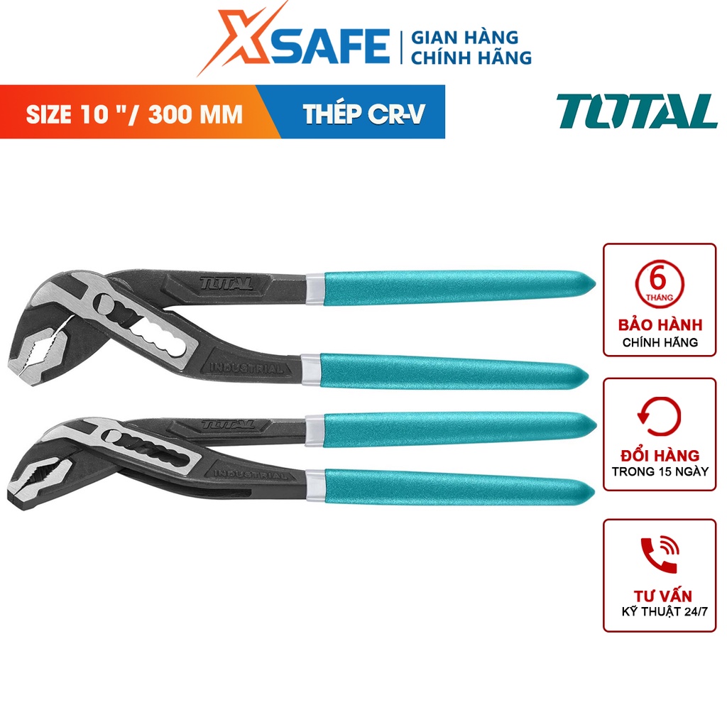 Kềm mỏ quạ TOTAL THT281202 12inch(30cm) thép cr-v cao cấp, 7 nấc mở tiện lợi, mở tối đa 5cm - chính hãng