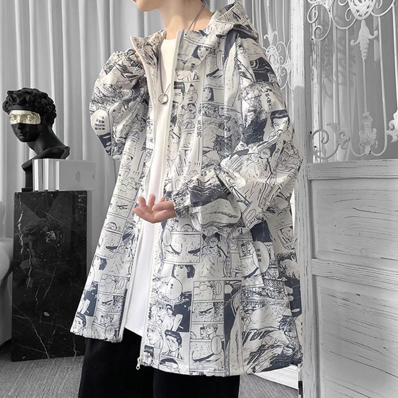 Áo Khoác Có Mũ Trùm In Hình Anime Thời Trang Mùa Thu Đông Dành Cho Nam