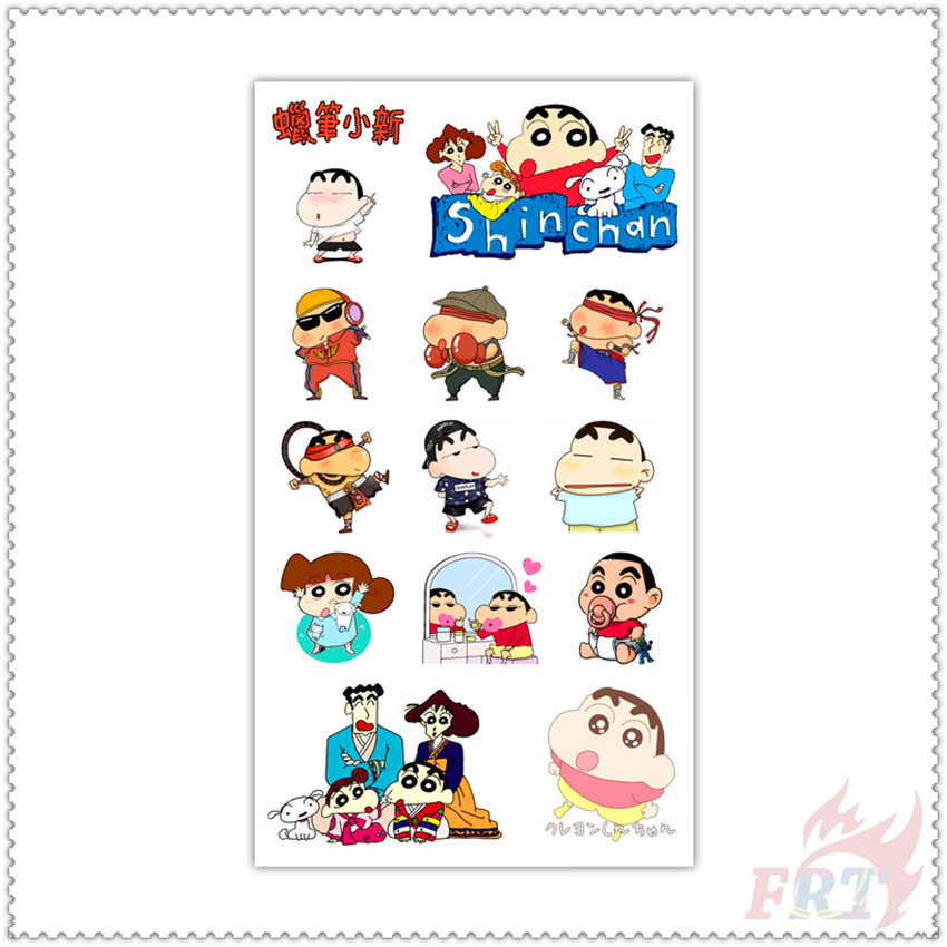 Miếng Dán Hình Xăm Tạm Thời Chống Thấm Nước Họa Tiết Shin Cậu Bé Bút Chì