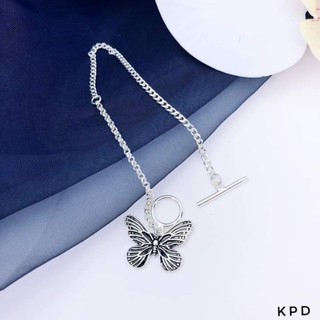 Combo bộ bạc ta dây chuyền + lắc tay con bướm đen