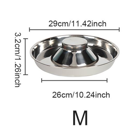 Bát ăn chống nghẹn cho thú cưng / Bát đựng thức ăn chó mèo - Bát inox trắng chống lật chống trượt