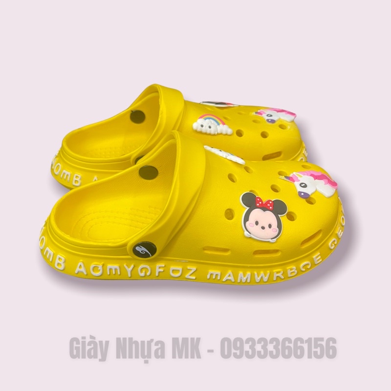 Dép sục nhựa nữ viền chữ siêu cute - Dép Cross Nữ tặng kèm 6 sticker đế đúc độn - SL027