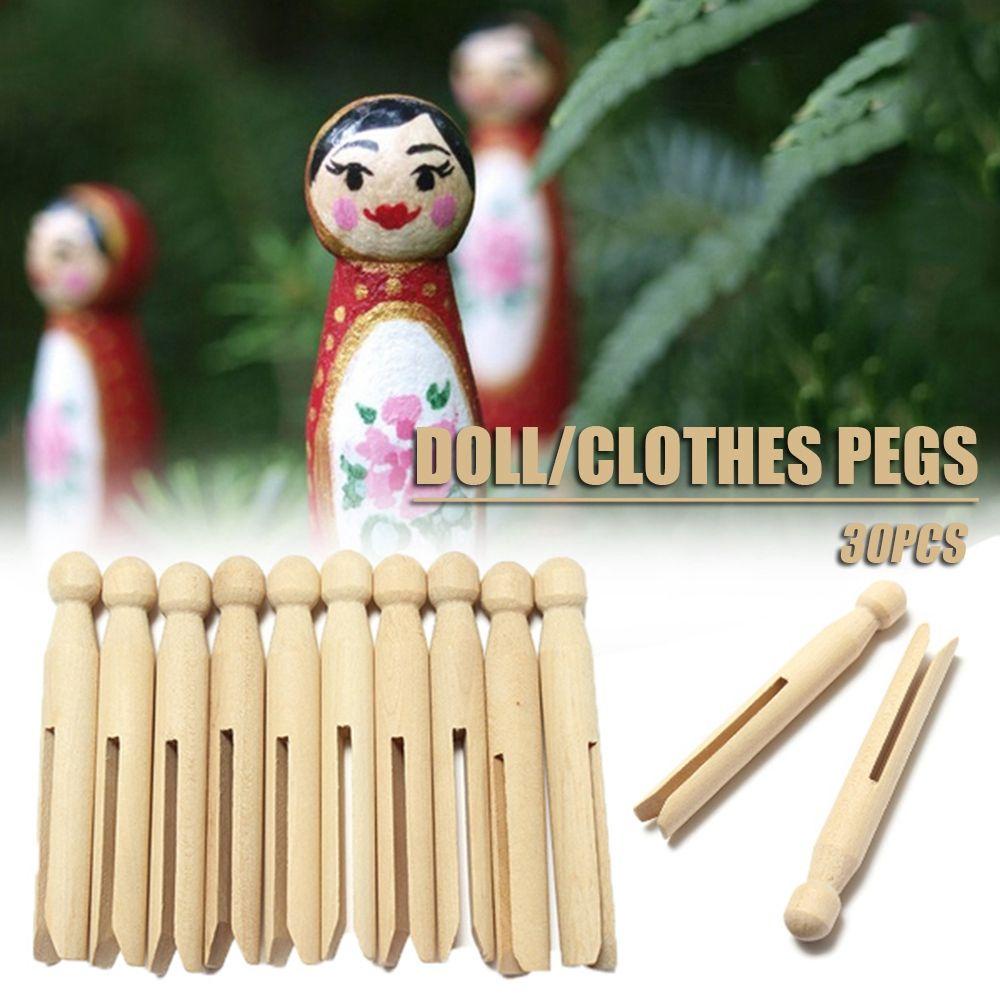 YIYU Set 30 Kẹp Quần Áo Bằng Gỗ Hình Tròn Dễ Thương Xinh Xắn