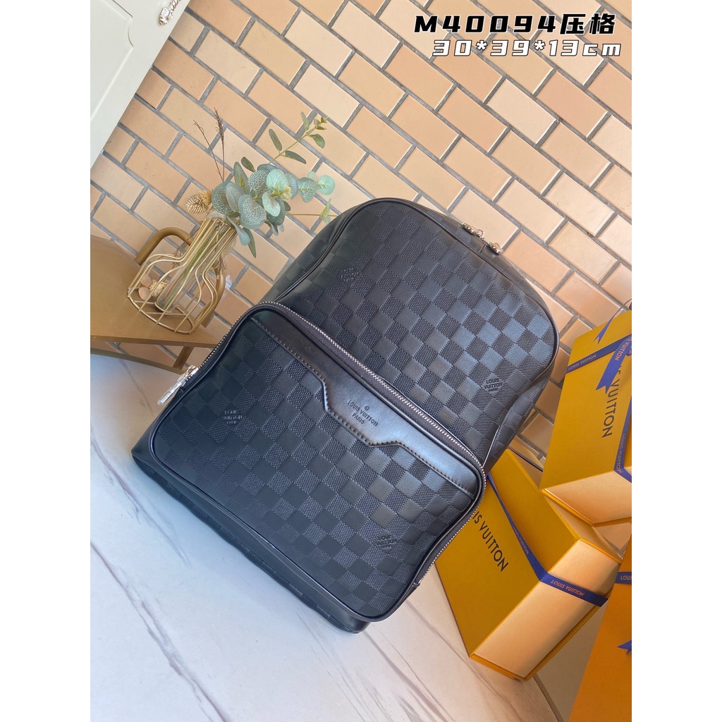 Ba lô da thật thời trang cao cấp Louis Vuitton LV thiết kế sọc caro, phong cách cá tính