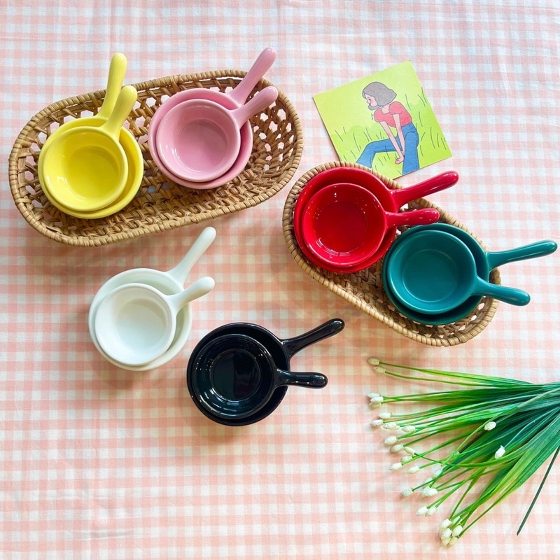 Chén chấm có tay cầm, bát đựng nước sốt gia vị decor, bát ăn dặm