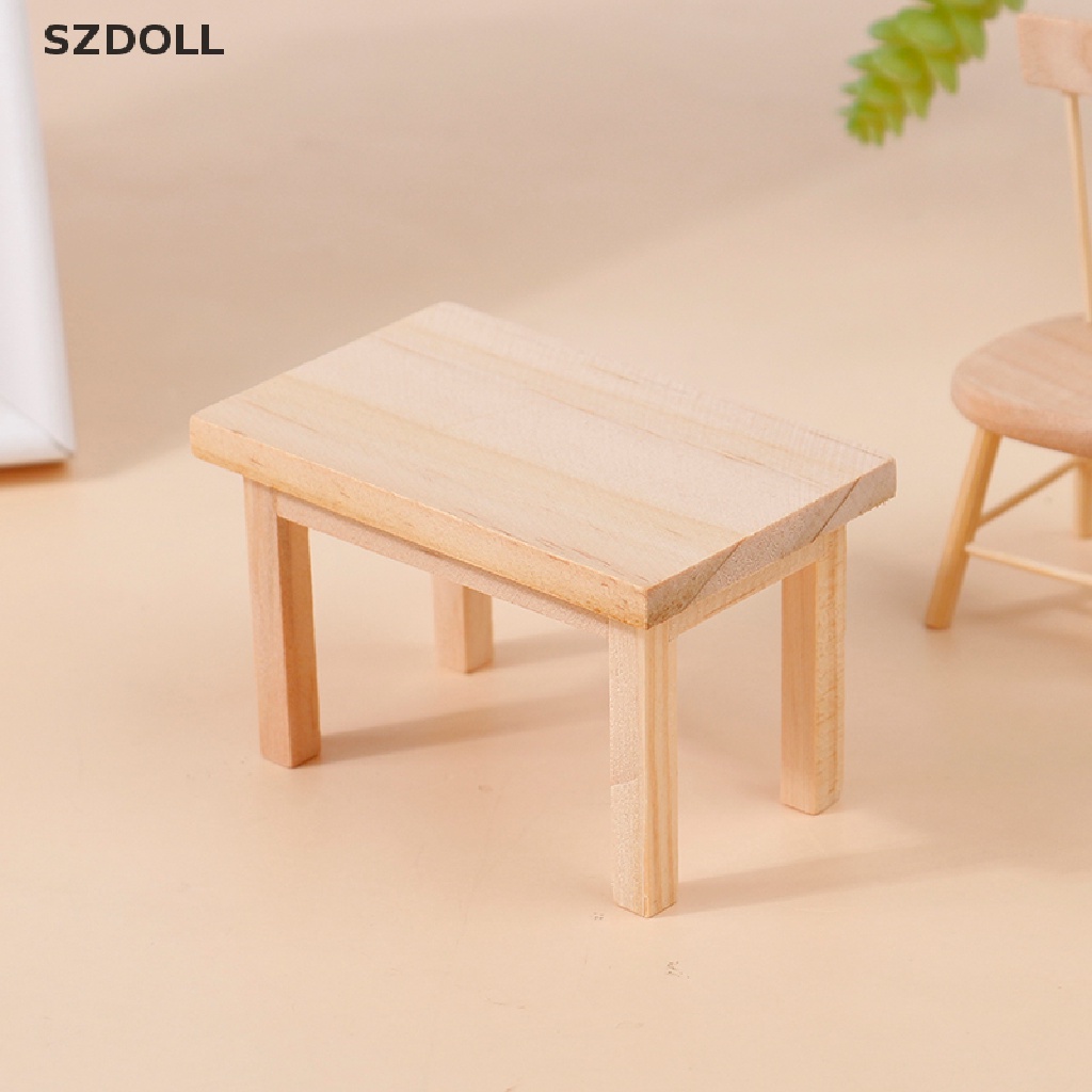 Mô hình bàn gỗ mini trang trí nhà búp bê tỉ lệ 1:12
