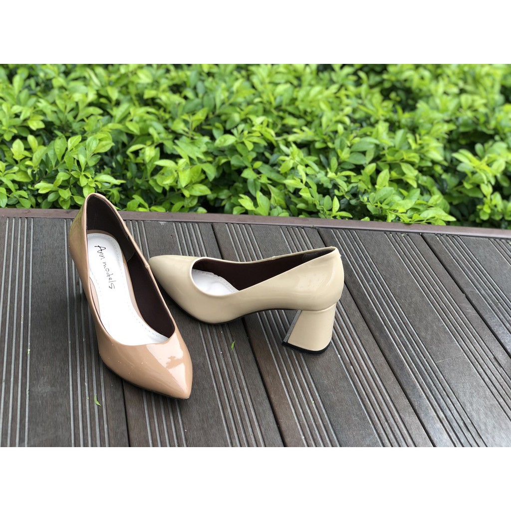 Giày cao gót 5 phân gót vuông mũi nhọn Annmodels  thời trang _A026GS [HỖ TRỢ ĐỔI SIZE]